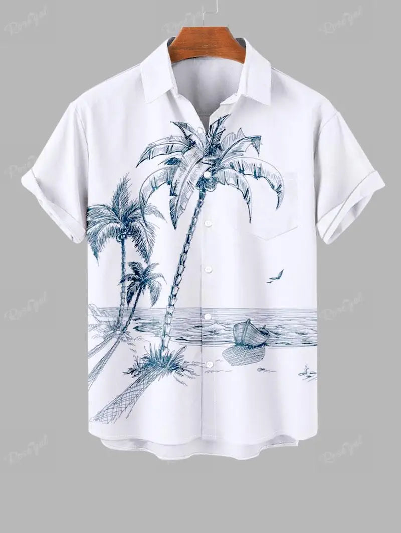 vestidos de talla grande платье женское платье женское Plus Size Matching Hawaii Beach Outfit For Couples Coconut Tree Sea Boat - Seprincess