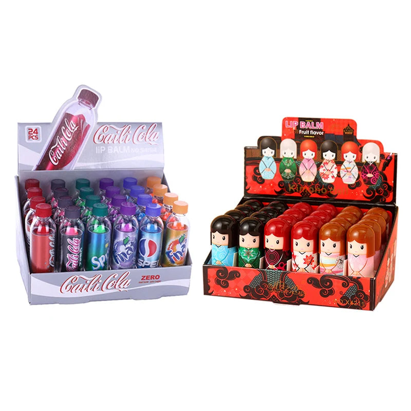 24Pcs Soda Bottle Lip Balm 6 Colors Set Color Changing Lipstick Long Lasting Waterproof Lip Balm Wholesale - Seprincess