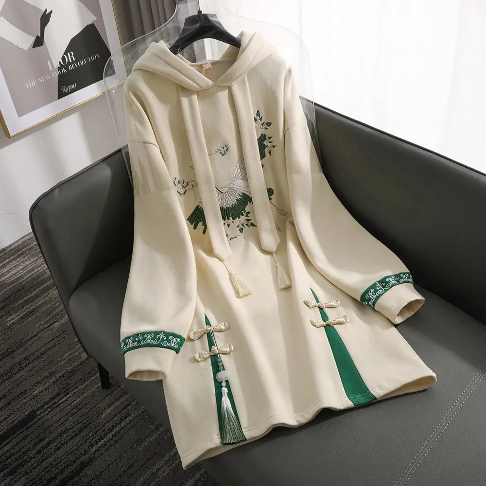 Original Design 2024 New Chinese Style Cheongsam Improved Version Dress Plus Velvet Thickening New Year's Sweatdress Dress Hanfu