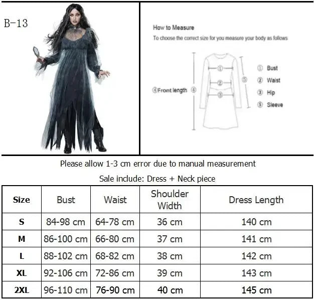 Halloween Costume Ghost Bride Witch High Quality Vampire Game Soft Cosplay Horror Demon Costume Black Gauze Dress - Seprincess