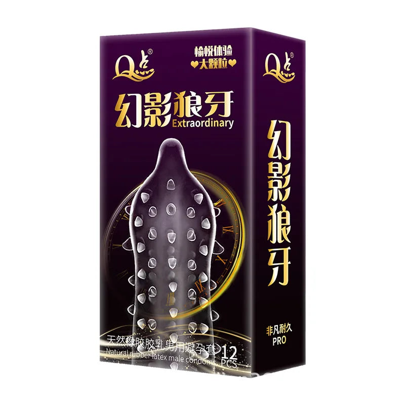 12pcs Men's Condoms With 9D Super Dotted Spikes Sex Toys For Men G Spot Vaginal Stimulation Penis Sleeve Adult Supplies Sex Shop - Seprincess