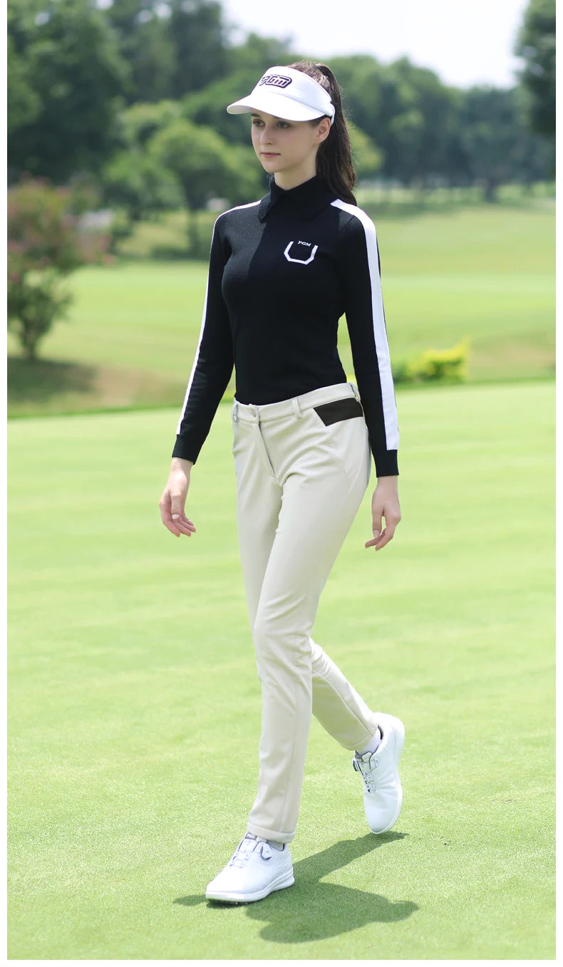 PGM Autumn Winter Waterproof Women Golf Trousers Thick Keep Warm Long Pant Plus Velvet Golf Ball Pants Windproof Tennis Clothing