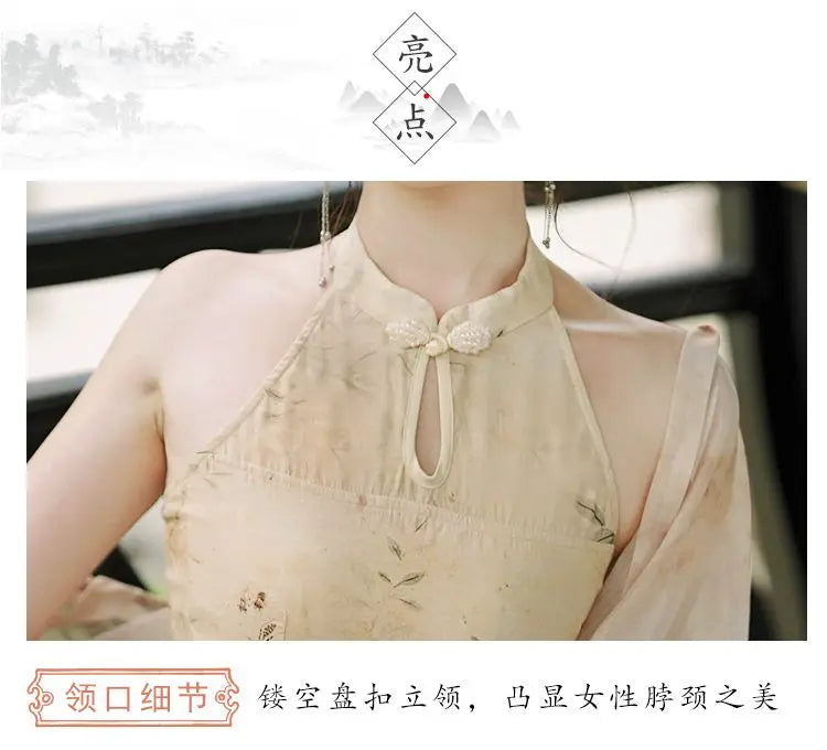 Summer Women Sleeveless Sexy Split Qipao Elegant Print Flower Chinese Dress Retro Traditional Oriental Clothing Cheongsam - Seprincess