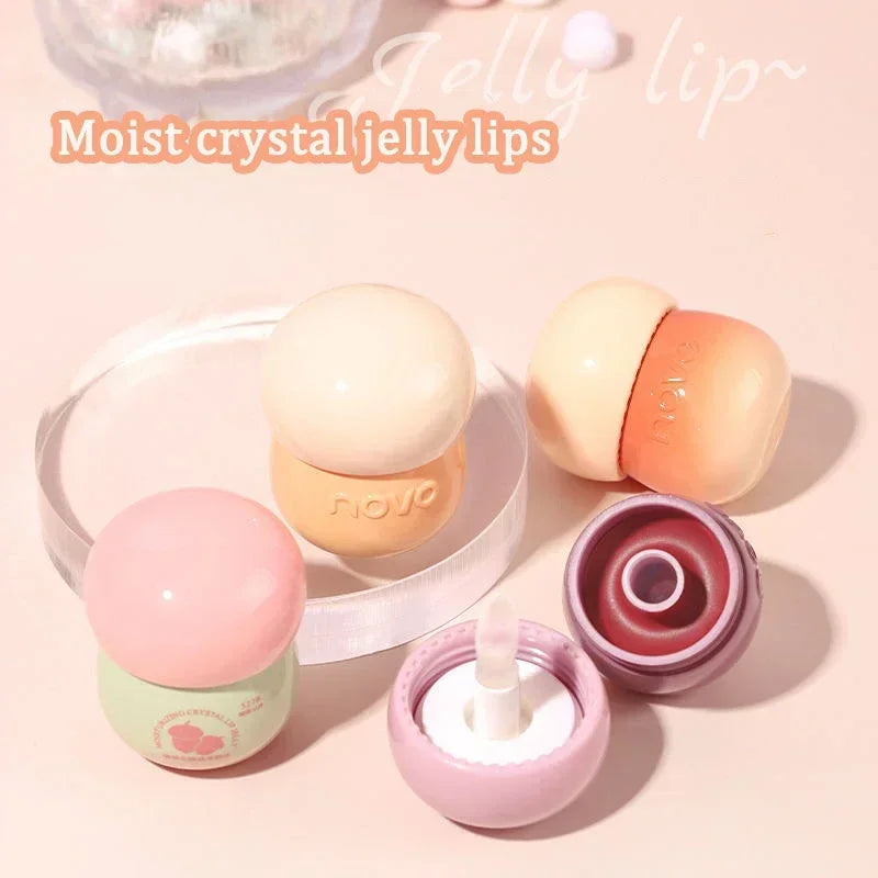 Moist Crystal Jelly Lip Gloss Mirror Water Lipstick Cute Mushroom Shape Lip Makeup Waterproof Lasting Pumpkin Peach Lip Tint - Seprincess