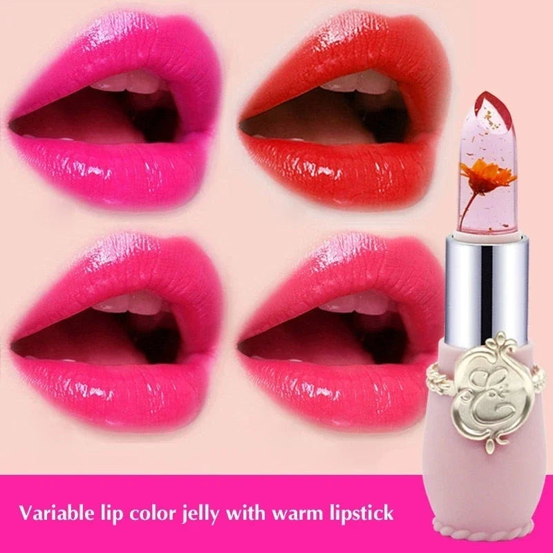 Crystal Jelly Flower Lipstick Temperature Color Changing Lip Balm Makeup Moisturizing Long Lasting Magic Lipsticks - Seprincess