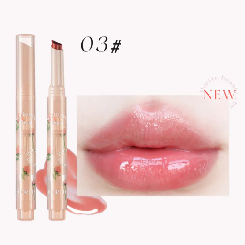 FLORTTE Crystal Lip Balm Jelly Lipstick Moisturizing Mirror Water Light Solid Lip Glaze Red Lip Tint Makeup Cosmetics New