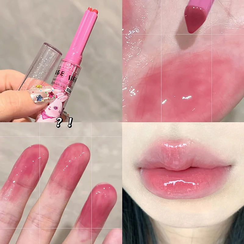 Solid Lip Gloss Gege Bear Garden Pink Rabbit Moisturizing Watery Colored Lip Balm Tender Lipstick Set - Seprincess