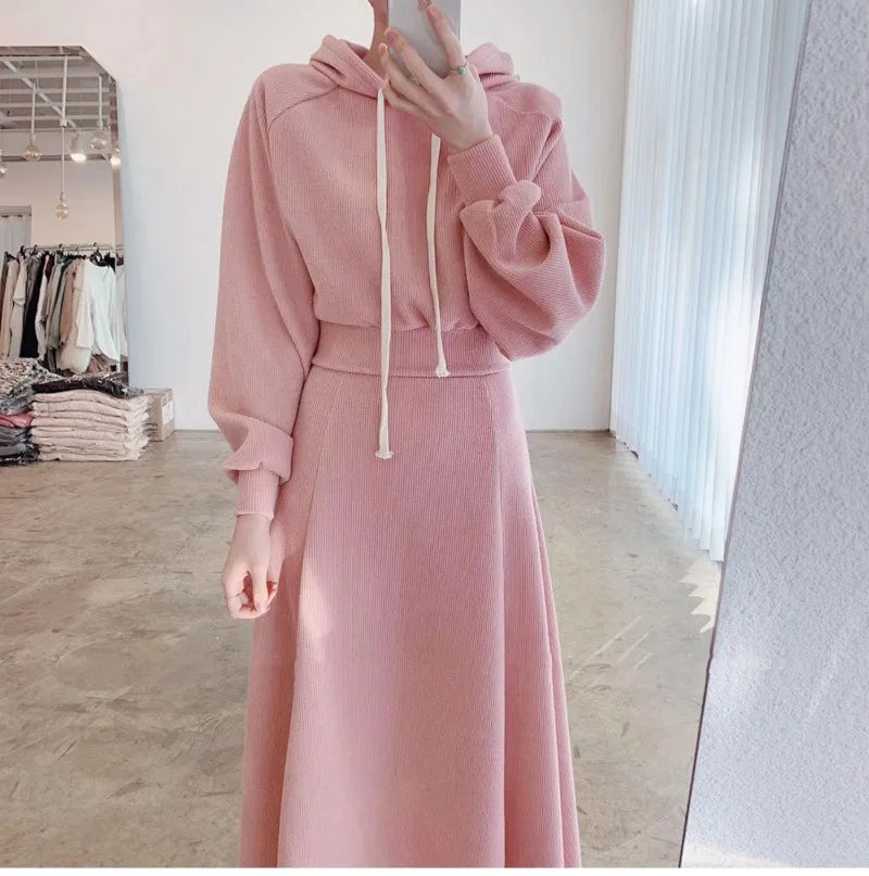 Spring/Autumn Korean Women's Skirt Two-piece Tweed Dress + Long Sleeve Sweater Cardigan Set Elegant Two-piece Set Mid Length - Seprincess