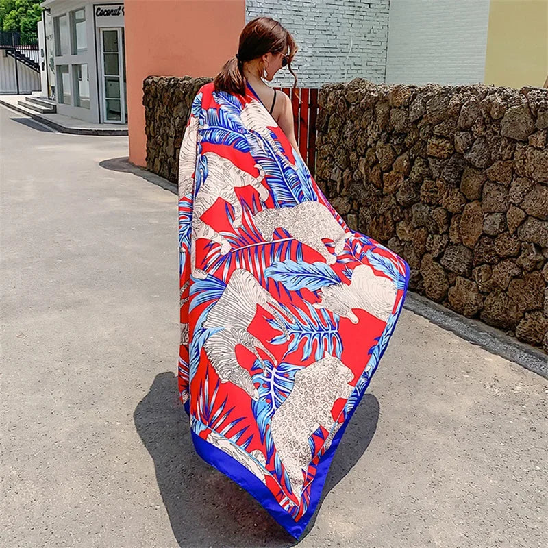 140x180cm Celebrity With The Same Cover-Ups Women Large Beach Dress Bikini Bathing Swimwear Sunburn Protection Sarong Wrap Scarf