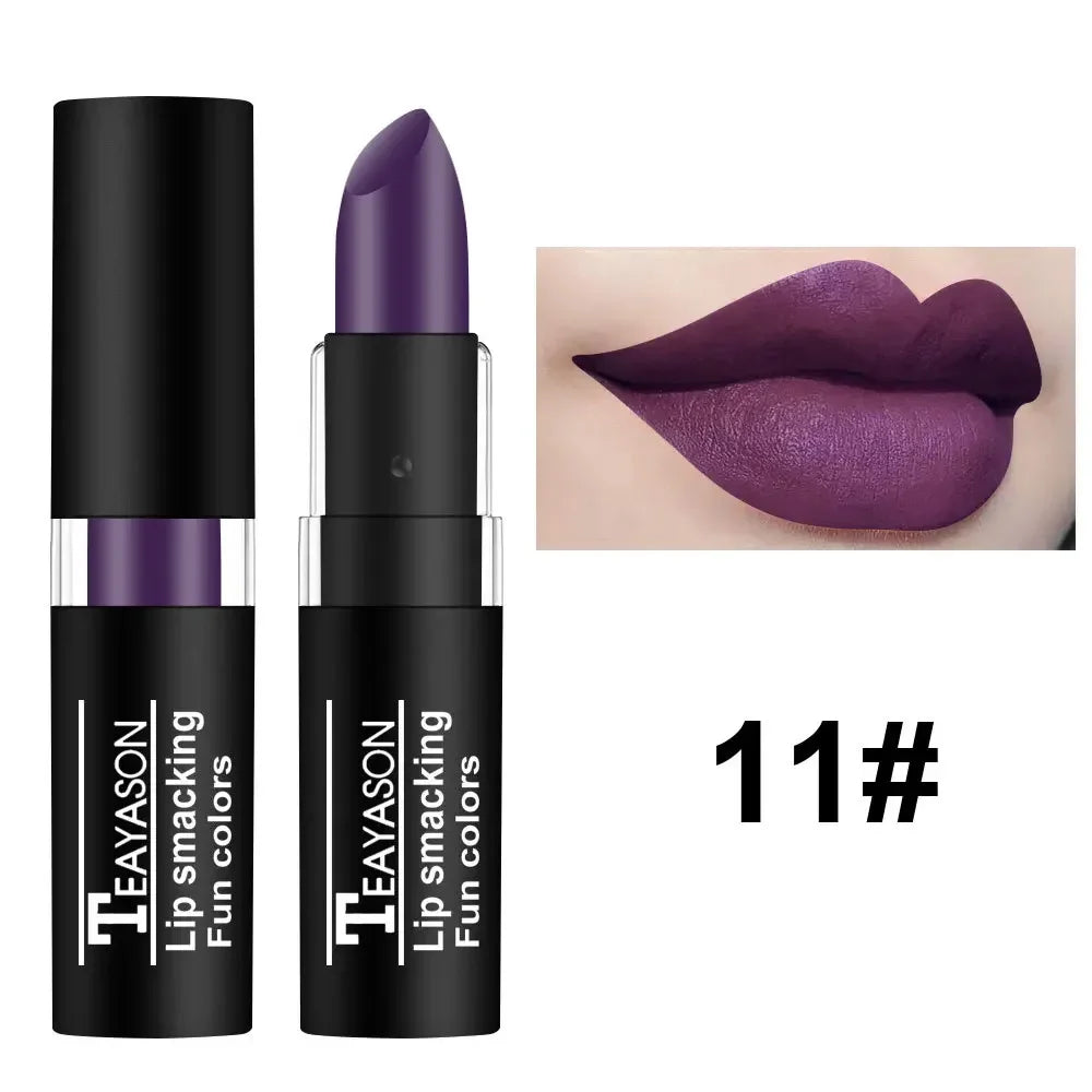 Waterproof Velvet Matte Lipstick Lasting Black White Purple Pigment Lipstick Christmas Halloween Vampire Red Party Lip Cosmetics - Seprincess