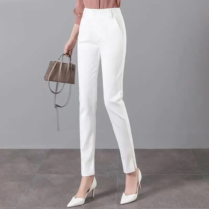 White Pants 2024 New Spring Summer High Waist Slim Stretch Pencil Pants Office Ladies Elegant Suit Pants Women Straight Trousers