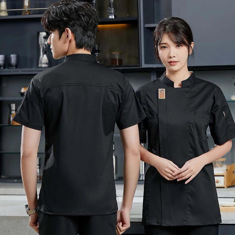 Black chef uniform Restaurant long Sleeve Cooking Coat Chef T-shirt Baker Work Uniform Hotel Kitchen Clothes Waiter Overalls - Seprincess