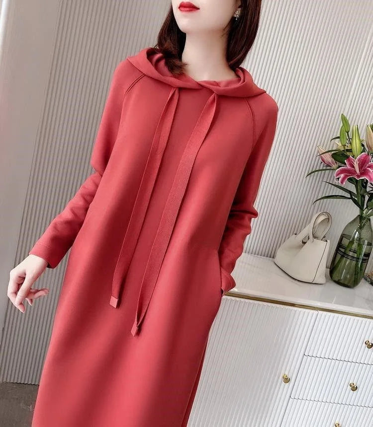 Women's Loose Casual Long Sleeve Hooded Dress Elegant Winter Party Warm Dresses For Women - Seprincess