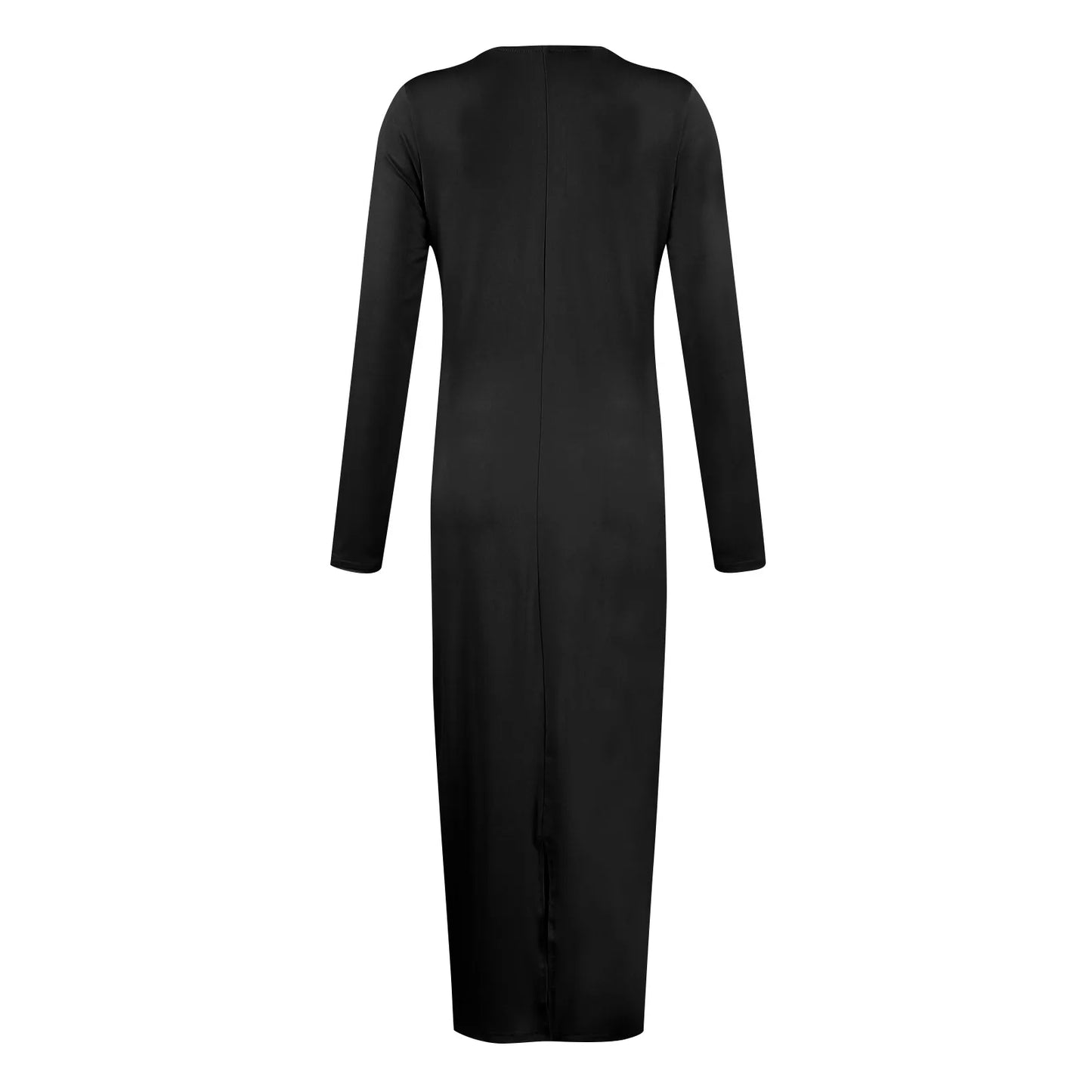 Women Bodycon Maxi Dresses Fall New Long Sleeve Sexy Ruched Neck Slim Fit Cocktail Party Dress Elegant Gentle Temperament Dress - Seprincess