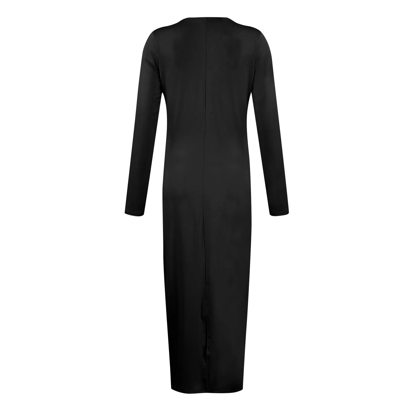 Women Bodycon Maxi Dresses Fall New Long Sleeve Sexy Ruched Neck Slim Fit Cocktail Party Dress Elegant Gentle Temperament Dress - Seprincess