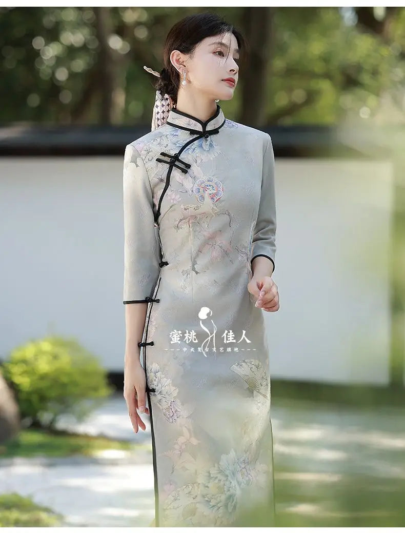 Improved Cheongsam 2023 New Young Retro High-end Temperament Dress Long Spring Qipao Women Chinese Style Modern Fashion - Seprincess