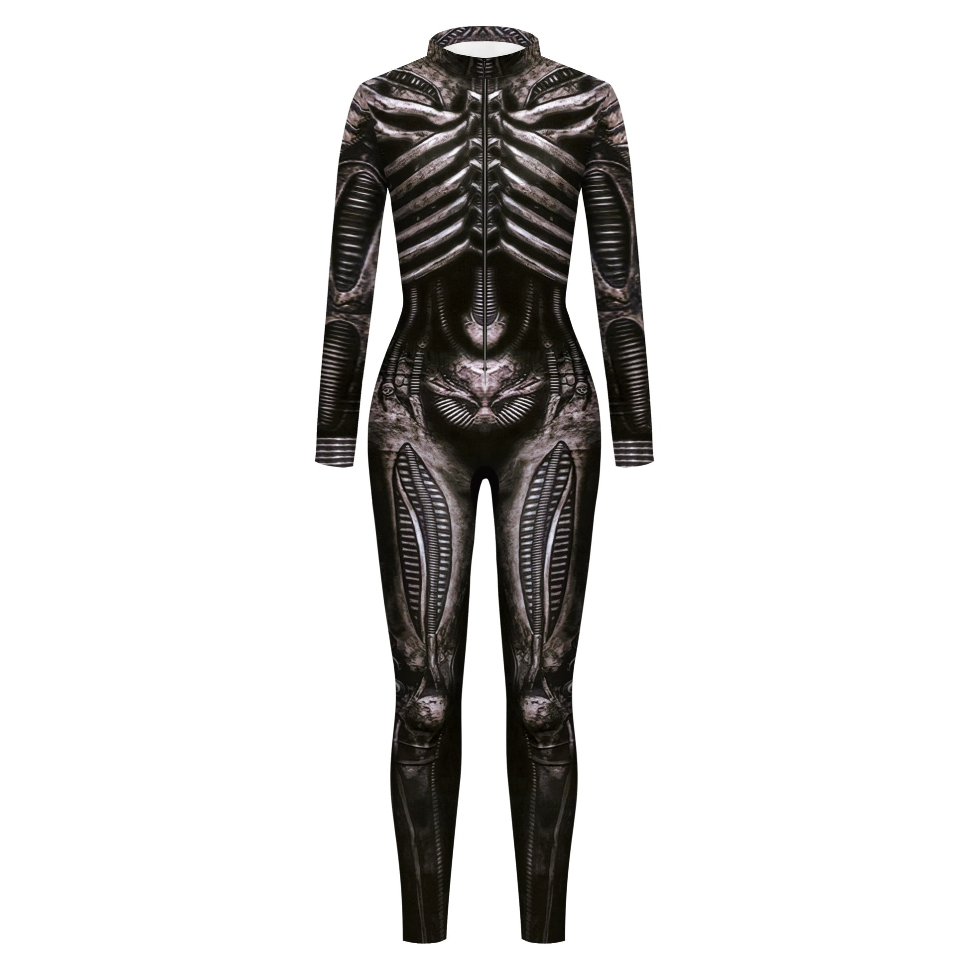 VIP FASHION Men Skeleton Costume Front Zipper Carnival Purim Zentai Suit Zombie Jumpsuit Funny Bodysuit Festival Party Clothes - Seprincess