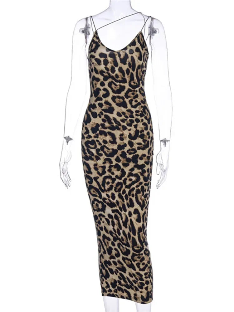 Sexy Women's Leopard Snake Print Dress Fashion Ladies Long Maxi Dress Party Bodycon Occasion Dresses Evening Sundress - Seprincess