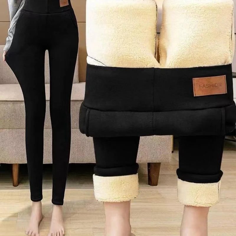 Women Winter Warm Thicken Leggings Lamb Fleece High Waist Thick Tights Sexy Thermal Casual Pants Stretchy Female Streetwear