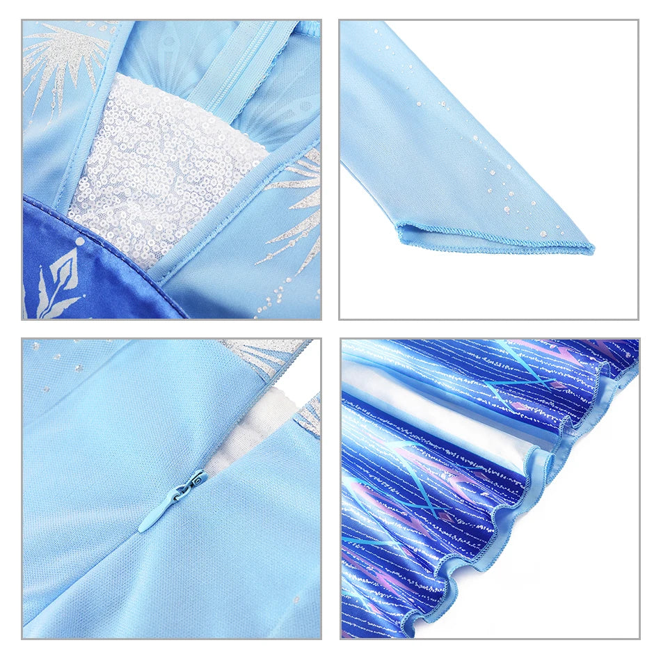 Frozen Girls Dress Elsa 2 Princess Cosplay Costume Kid Fancy Children Gowns Vestidos Snow Queen Disney - Seprincess