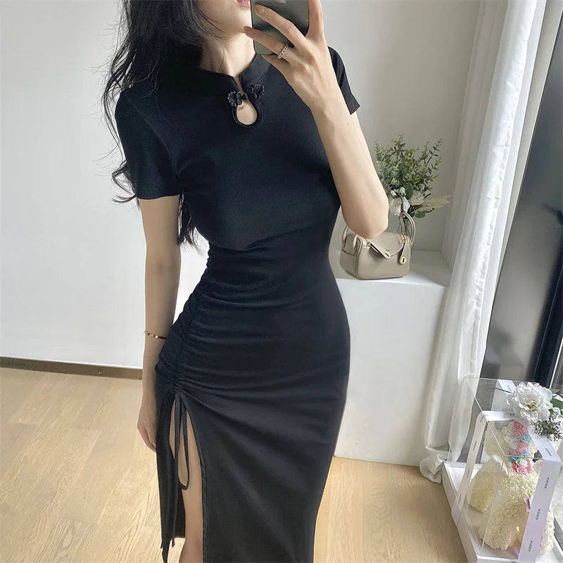 Vintage Sexy Sleeveless Female Qipao Classic Elegant Mandarin Collar Long Cheongsam Sexy Slim Split Chinese Dress Vestidos - Seprincess