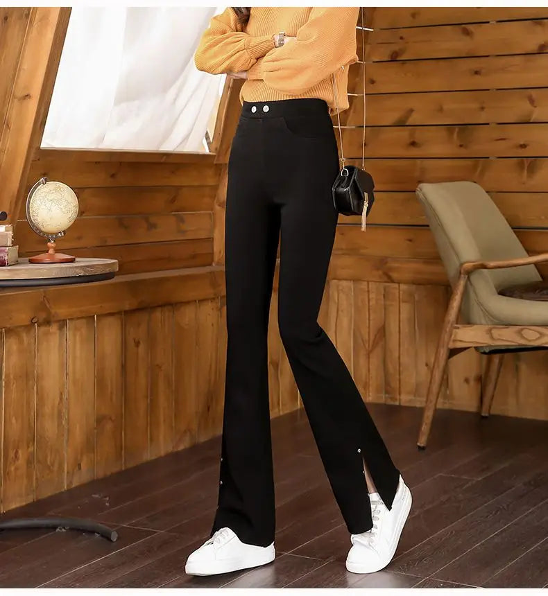 Split Flared Pants for Women High Waisted and Slim with a Base and Wide Legs Spring New Micro Flared Minimalist Casual Pants