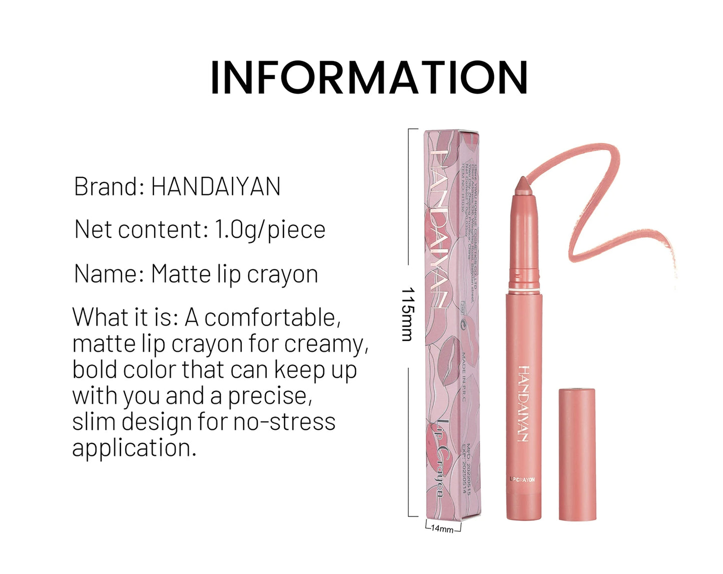 HANDAIYAN New Arrive Matte Lipstick Pencil Makeup Silky Velvet Lip Stick Pen Waterproof Nude Pink Red Lip Blam Make Up Cosmetics - Seprincess