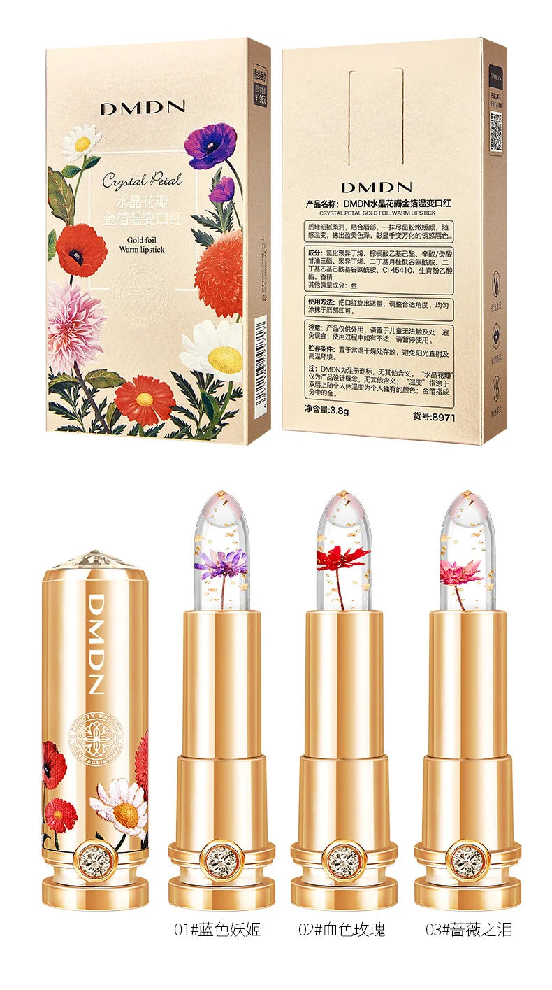 Flower Transparent Lipstick Lasting Moisturizer Crystal Jelly Lipsticks Temperature Color Changing Waterproof Lip Balm