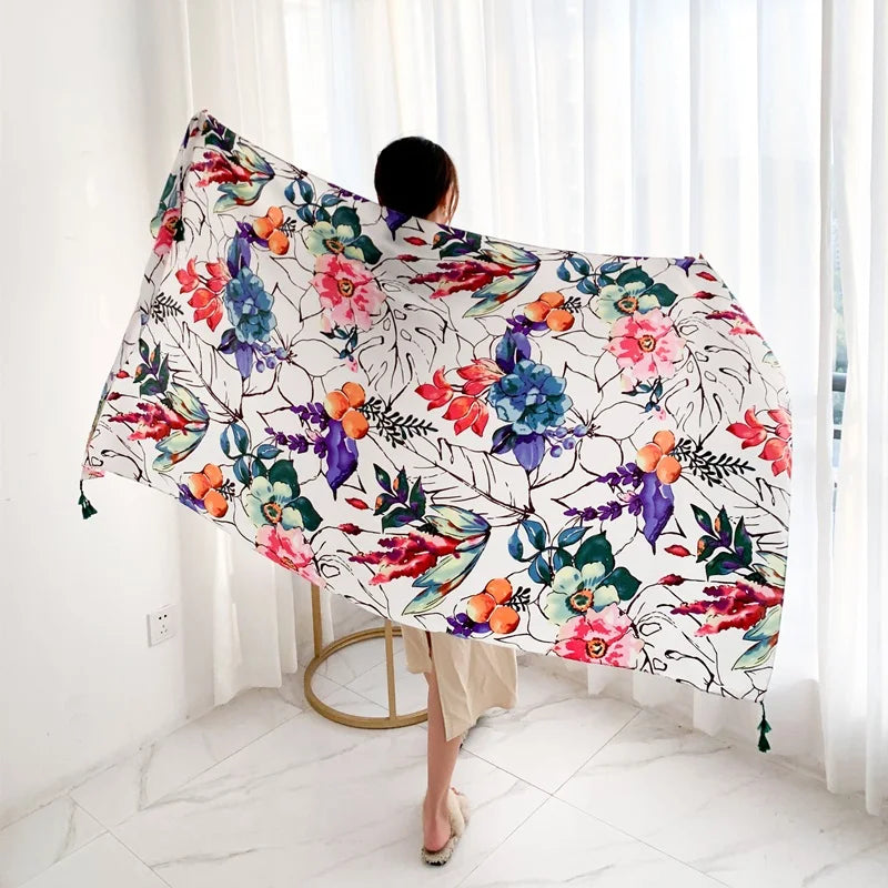 20 styles 90x180cm Cotton linen Summer Beach Dress Bikini Cover-ups Sarong Wrap Scarf Women Brazilian Swimsuit Bathing Cover Up - Seprincess