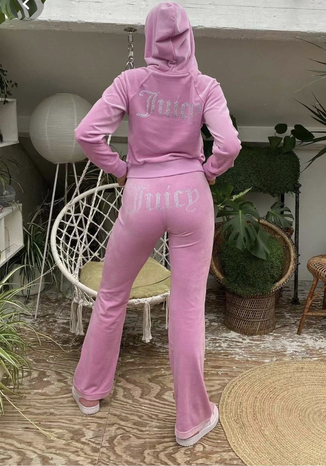 2023 Spring Autumn Tracksuit  2-Piece Set  Suit Women Velvet Juicy Sweatshirt and Pants with Diamonds Outfits