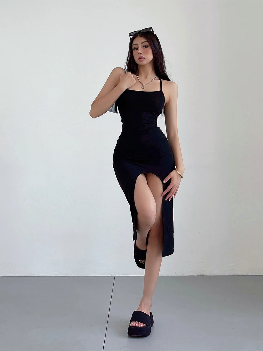 WOMENGAGA Sexy Cross Strap Backless Slim Hip Maxi Dress Women's Long Dress High Waist Strap Dresses Fashion Women Tops FU5X - Seprincess