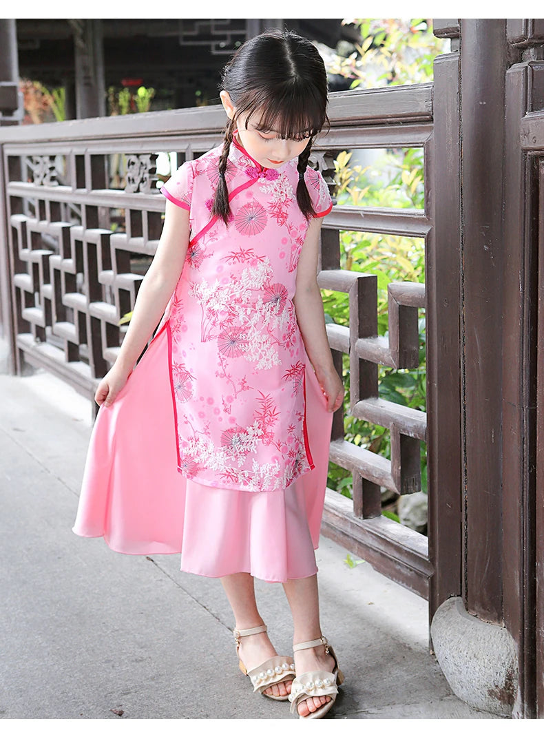 1pcs/lot chinese style children Girl Traditional Cheongsam Hanfu Dress Kids Princess Costume - Seprincess