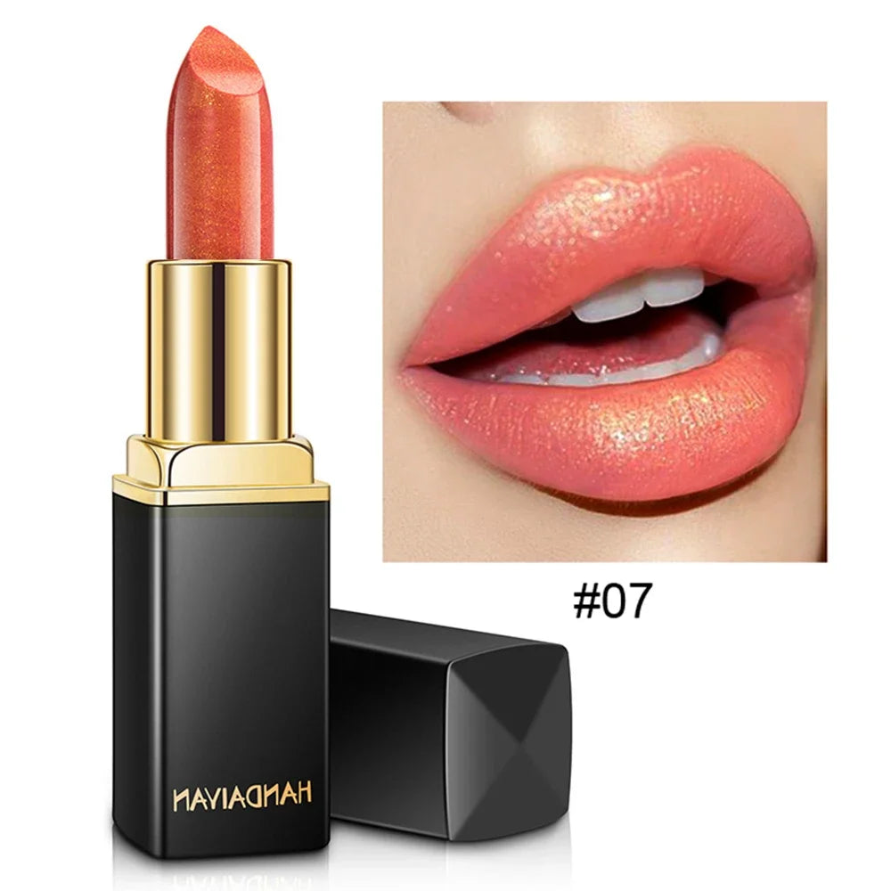 Handaiyan Waterproof Nude Glitter Lipstick Makeup Long Lasting Velvet Red Mermaid Sexy Shimmer Matte Lip Stick Cosmetic Beauty