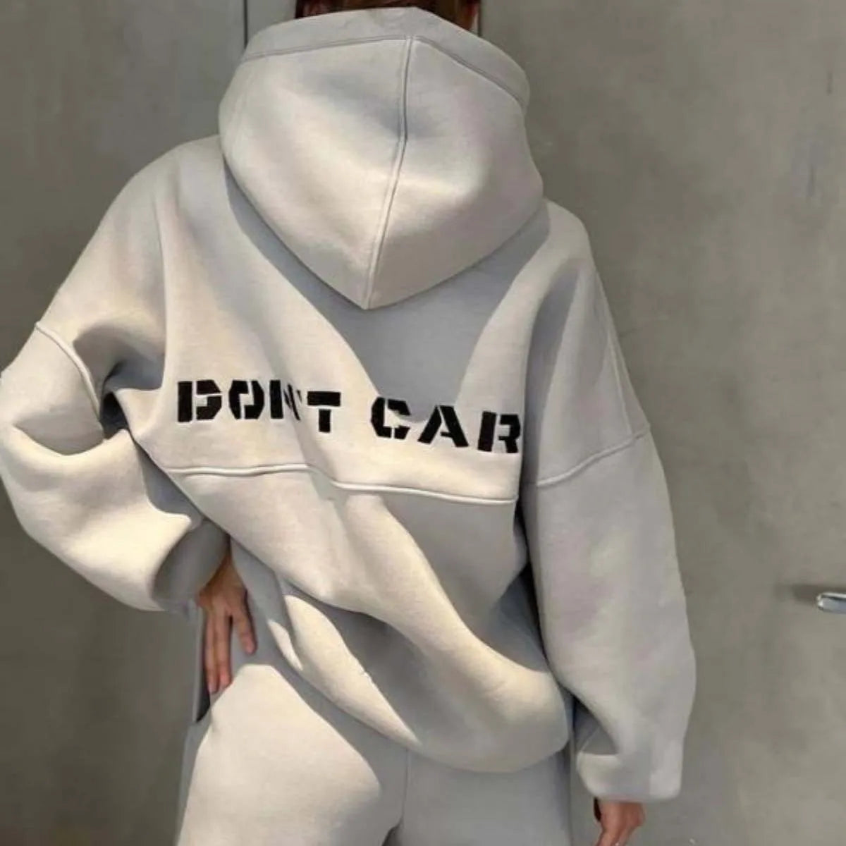 Two Piece Drawstring Set Long Sleeved Letter Print Hoodies Loose Sweatshirt Jogging Pants Outfits Autumn Women Sports Hooded - Seprincess