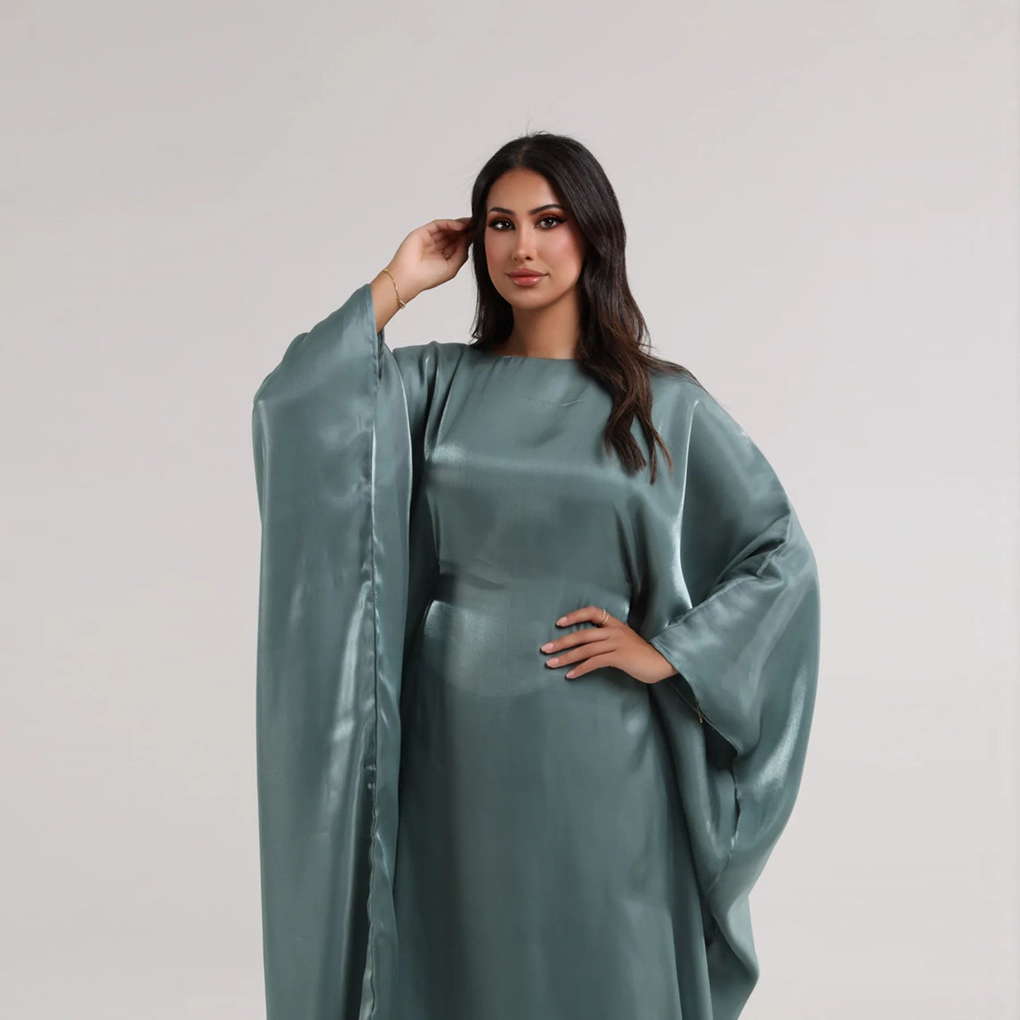 Eid Ramadan Abaya Shiny Satin Muslim Women Butterfly Sleeve Open Cardigan Kimono Dresses Turkey Dubai Kaftan Arab Robe Jalabiya - Seprincess