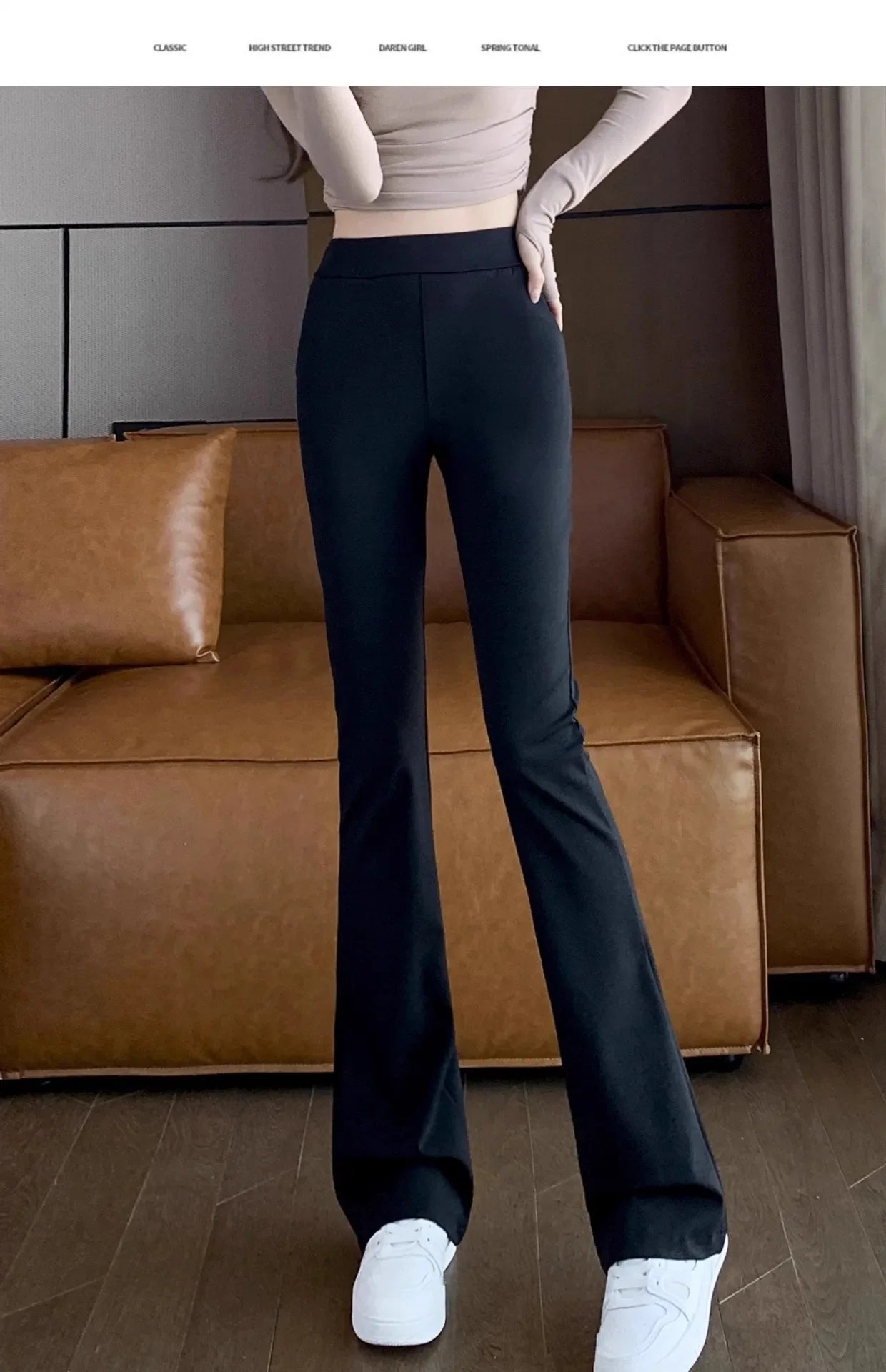 High-waisted Bell-bottom Pants Women's Spring/autumn New Arrival 2024 Petite Summer Thin Style Black Micro-flared Suit Pants