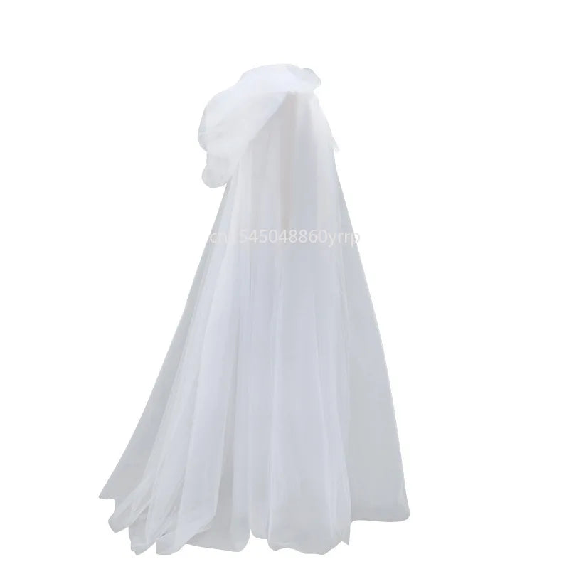 Women Medieval Fairy Shawl Cape Chiffon Gothic Wicca Robe Black White Cosplay Victorian Dress Cloak Halloween Costume for Women - Seprincess