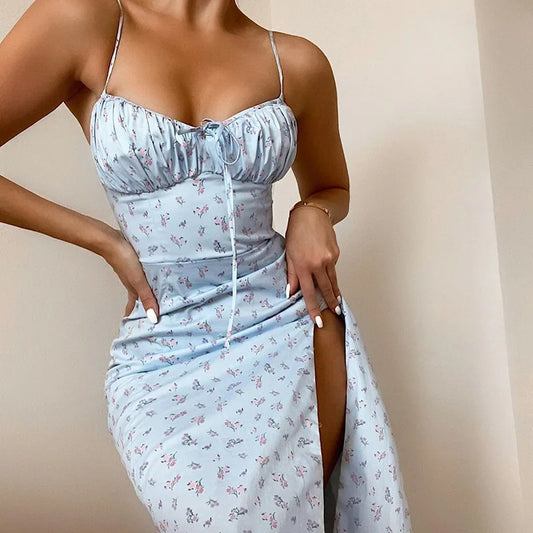 Women Elegant Floral Beach Vacation Bodycon Streetwear Long Dress 2024 Summer Clothes Wholesale Items For Business - Seprincess