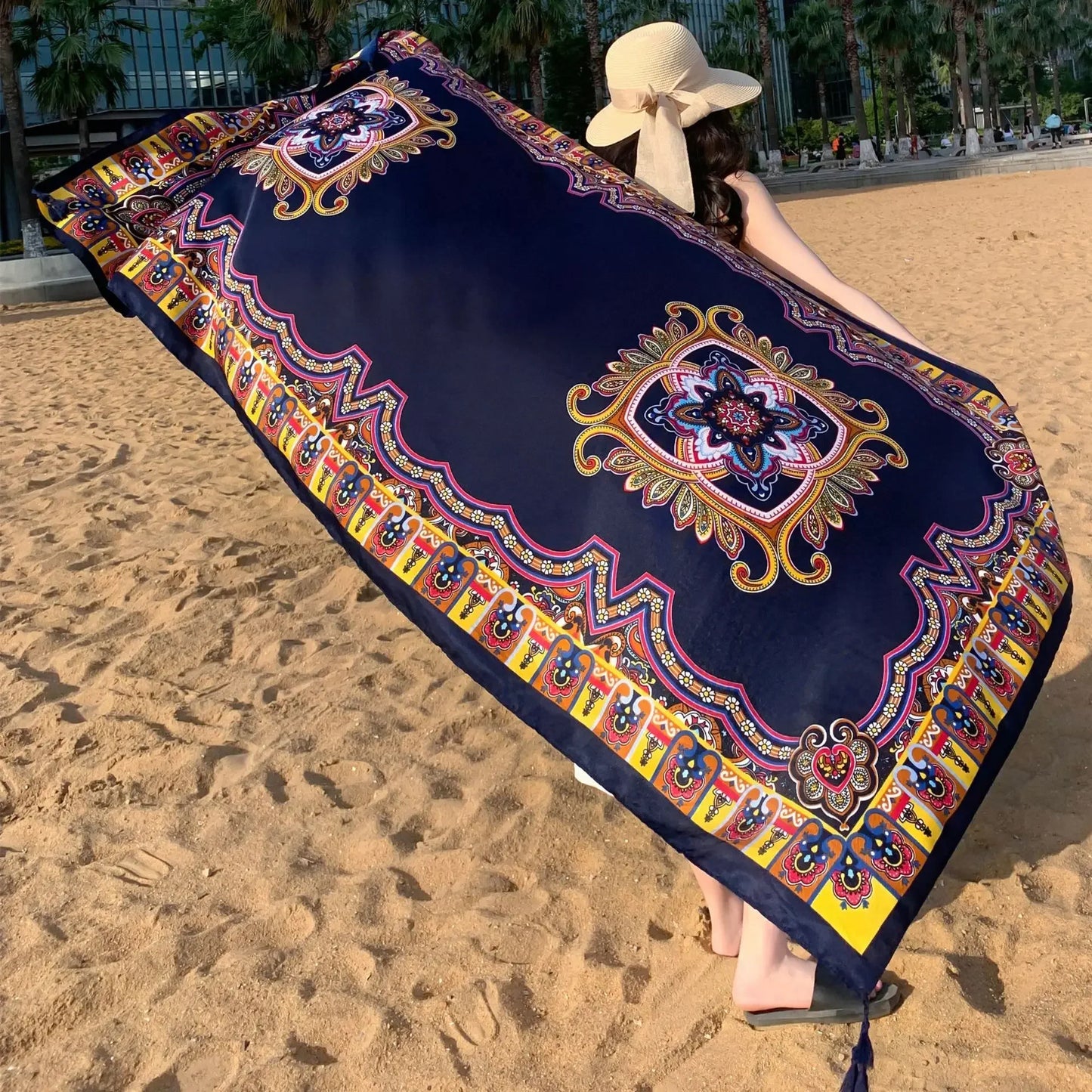 90x180cm Bikini Bathing Swimwear Cover Up Sarong Wrap Scarf Twill Cotton Pareo Beach Cover-Ups Women Large Beach Dress - Seprincess