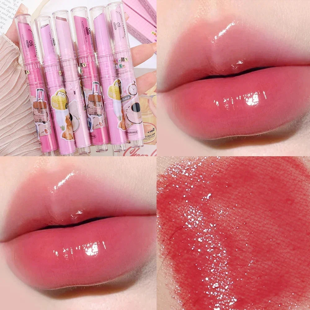 Jelly Pink Lipsticks Pen Moisturizing Lasting Mirror Water Light Solid Lip Gloss Glass Clear Lip Glaze Makeup Korean Cosmetics - Seprincess