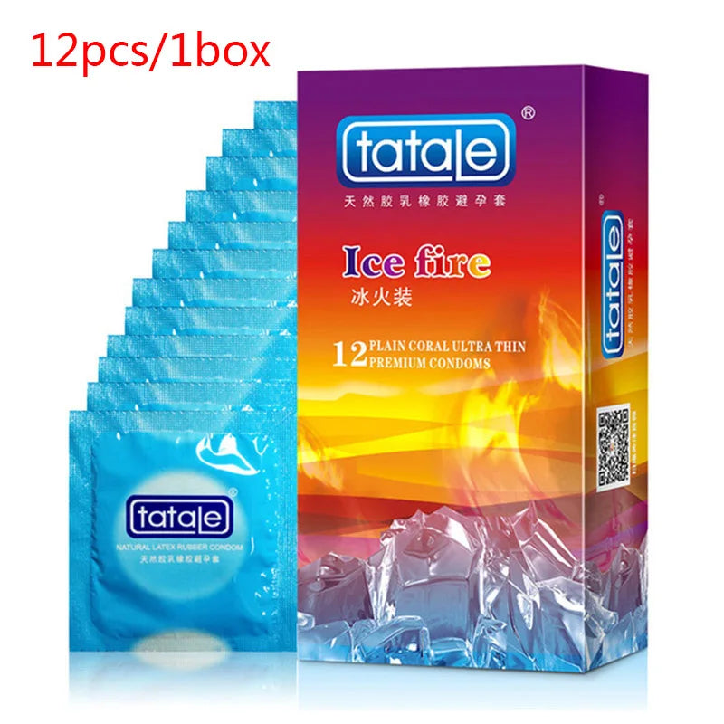 12PCS Erotic Condoms Ice and Hot Feeling Big Particles Spikes Condom G Point Stimulation Sexshop Contraception for Men Sex Toys - Seprincess