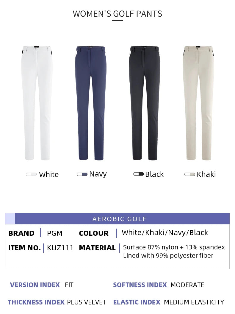 PGM Autumn Winter Waterproof Women Golf Trousers Thick Keep Warm Long Pant Plus Velvet Golf Ball Pants Windproof Tennis Clothing