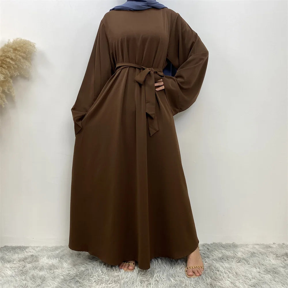 Muslim Fashion Hijab Dubai Abaya Long Dresses Women With Sashes Islam Clothing Abaya African Dresses For Women Musulman Djellaba - Seprincess