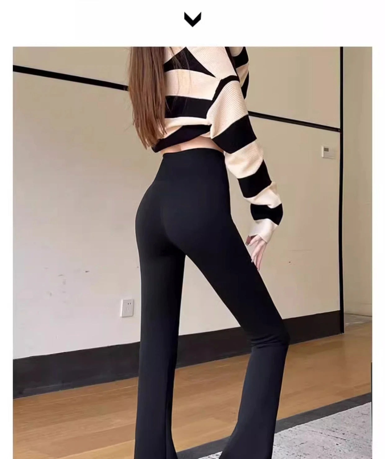 2024 New Autumn and Winter Shark Flared Pants Women's Wear High Waist Skinny Elastic Yoga Fleece Leggings