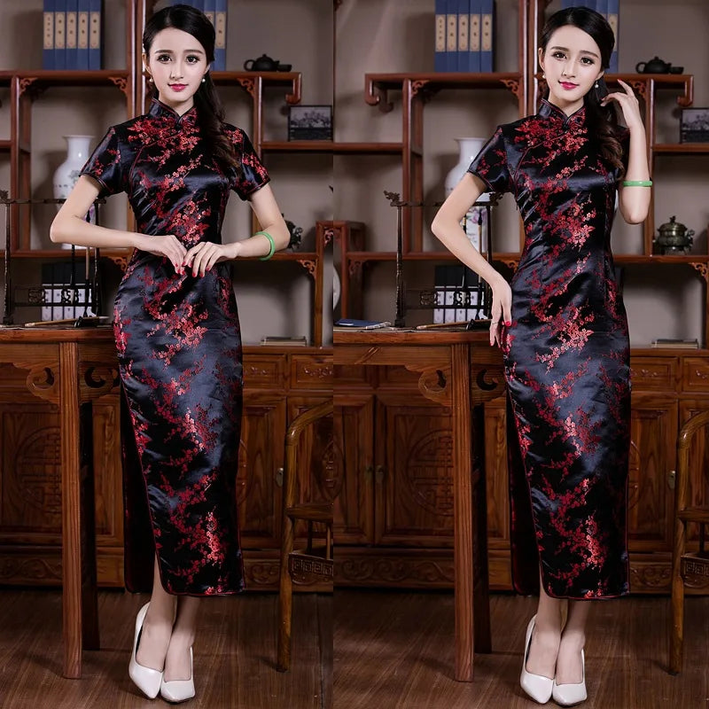 S-6Xl Plus Size Cheongsam Women Elegant Qipao Tradition Chinese Style Dresses Dragon Jacquard Cheongsams Sexy Long Vestidos - Seprincess