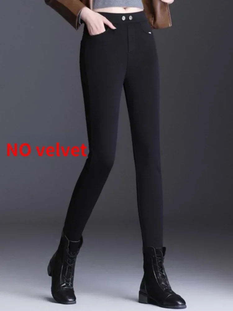 Women's Leggings High Waist Warm Plush Pants Outerwear Thick Cotton Trousers Female Large Size Fleece Leggings for Women Z312