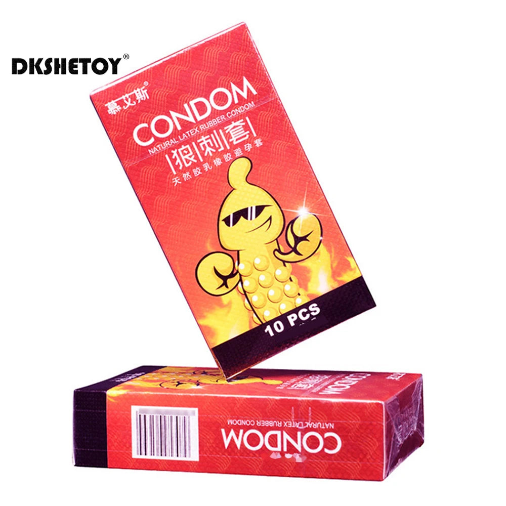 Spiked Condoms For Men 18+ Thin Condones Big Dotted For Long Sex Delay Ejaculation G-spot Vaginal Stimulation Adult Penis Sleeve - Seprincess