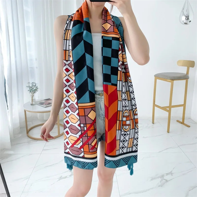 90x185cm  Printing Process Twill Summer Suncare Beach Dress Bikini Sarong Wrap Scarf Women Brazilian Swimsuit Bathing Cover-ups