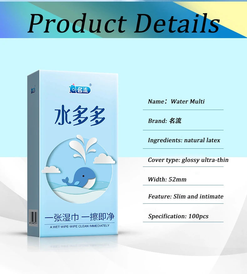 Hyaluronic Acid Condoms 52mm 100/50pcs Men Couples Glossy Ultra Thin Penis Sleeves Sex Toys Safer Condoms Sexshop Products - Seprincess