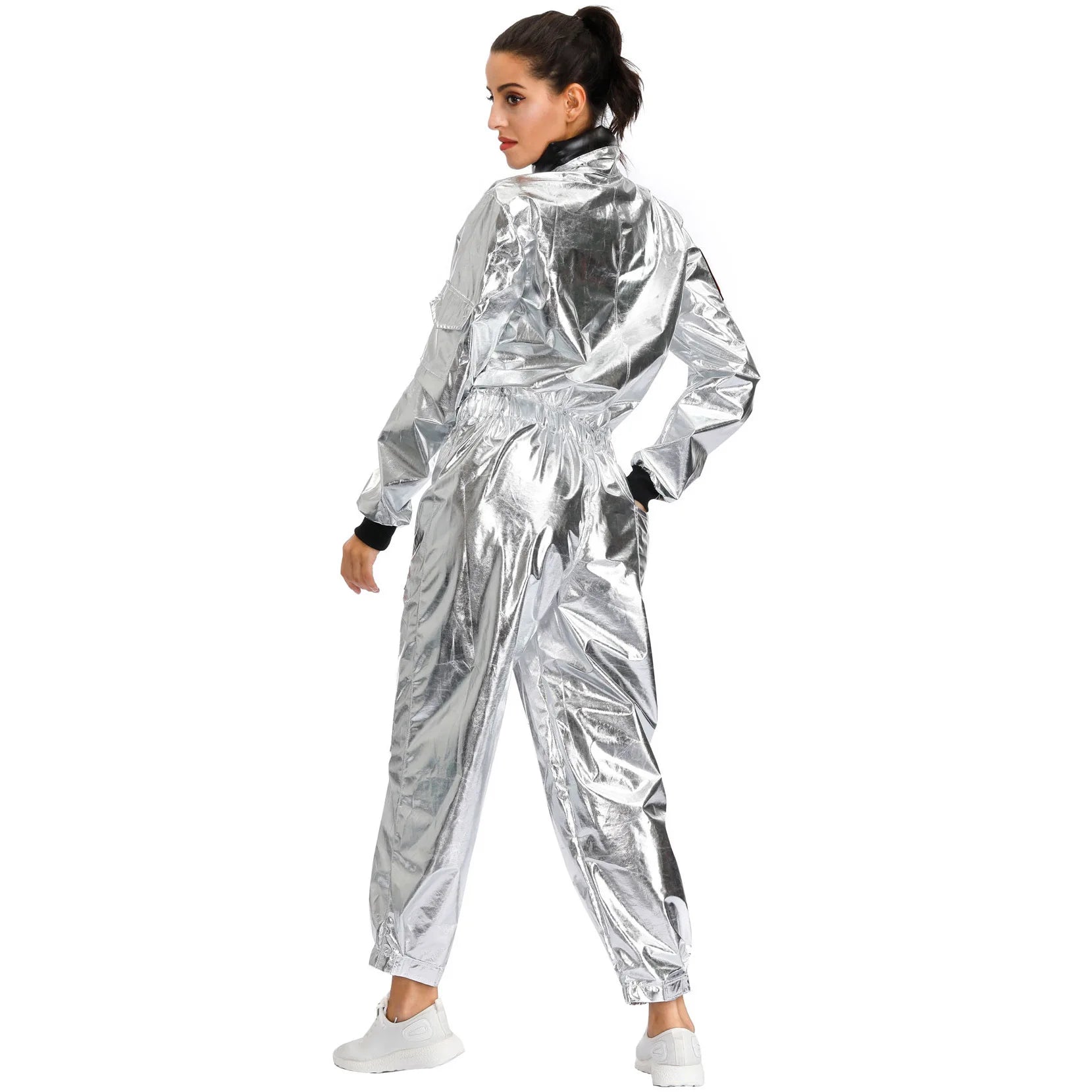 Halloween Christmas Silver Spaceman Men Women Space Suit Adult Children Astronaut Costume Family Party Dress Up Birthday Gift - Seprincess